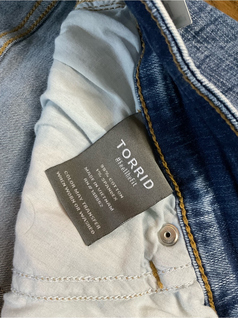 Torrid Perfect Wide Leg Vintage Stretch Distressed Light Blue Straight-Leg Jeans - Picture 8 of 8